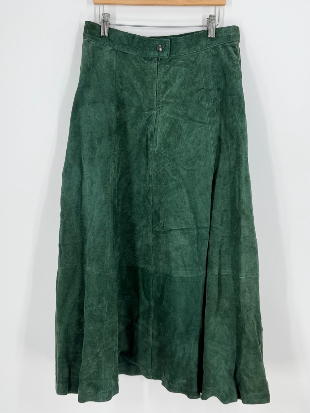 Bagatelle Vintage Suede Leather Midi Skirt A-Line 12 Equestrian Dark Academia - Picture 5 of 13